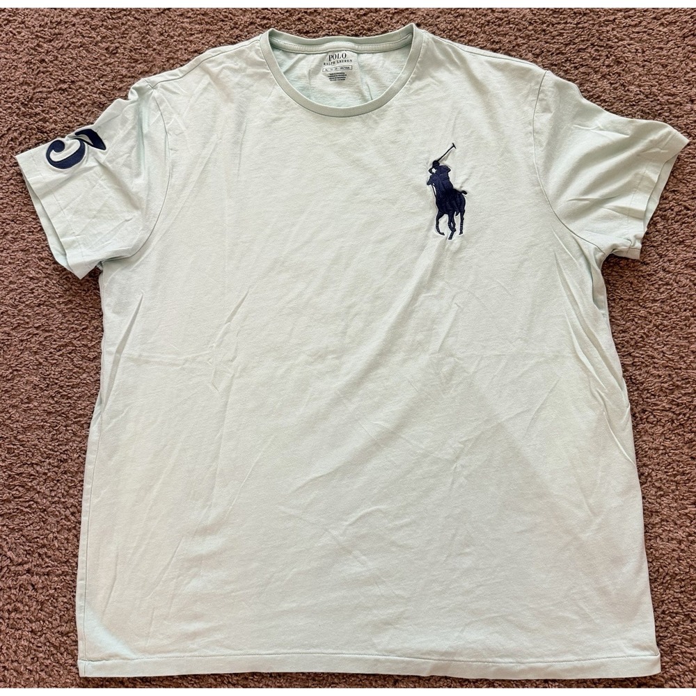 Polo Ralph Lauren T Shirt Men's XL Aqua Green Big Pony 3 Logo Short Sleeve Tee